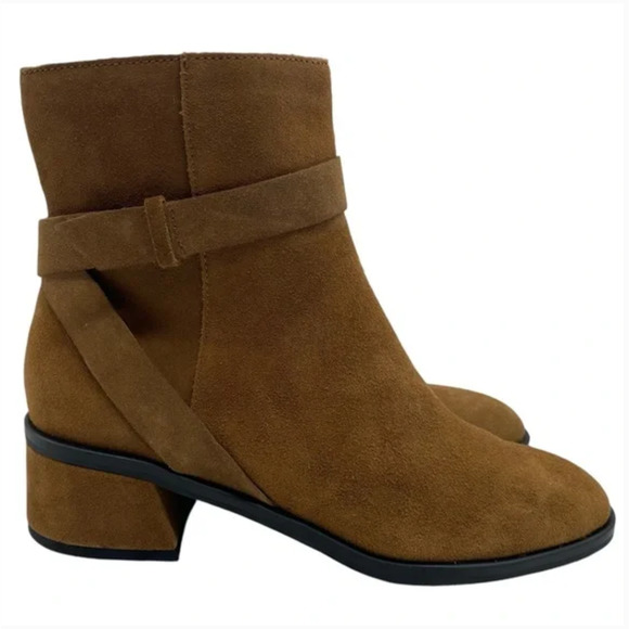 Dolce Vita Lorrie Boots 9 NWT Suede Ankle Booties Tan Brown Suede Heel Wrap - Picture 3 of 7